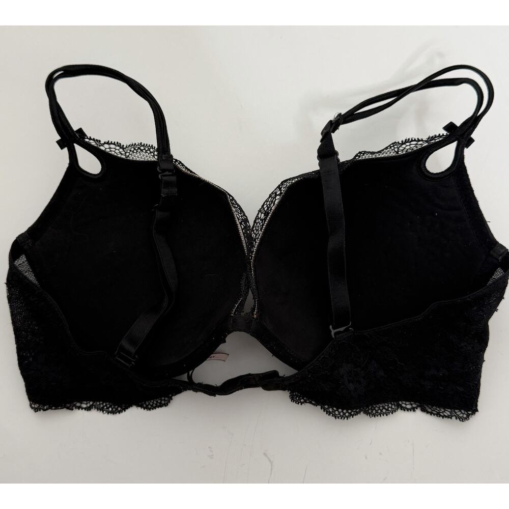 Victoria’s Secret Sexy Little Things Bra 36D Black Lace Rinestones Bling Push Up - Picture 5 of 7